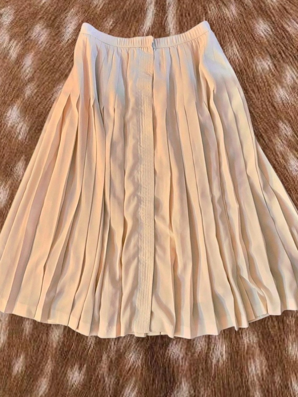 Vintage Adolfo Pleated A-Line Skirt in Light Beige